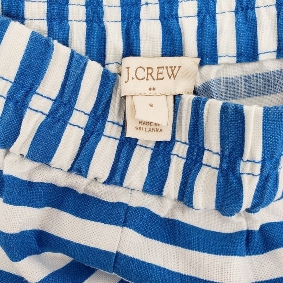 𝅺j. Crew Factory Blue Striped Pull On Shorts with Side Pockets, Size 8 - Picture 4 of 6